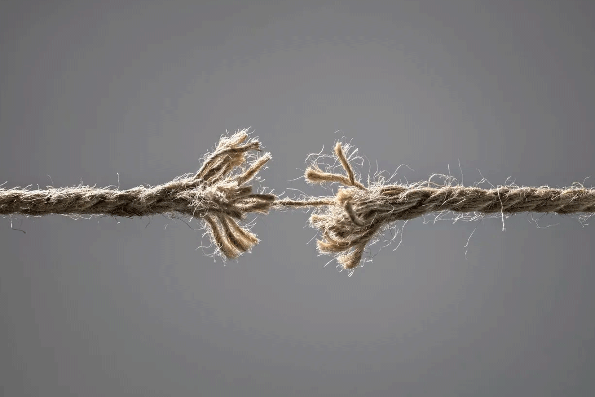 An image of a frayed rope about to break