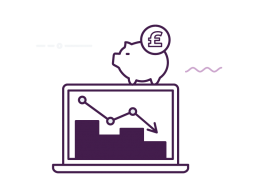 A stylised icon image of a chart and piggy bank relating to Brexit