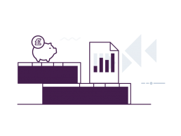 A stylised image icon of charts and a piggy bank