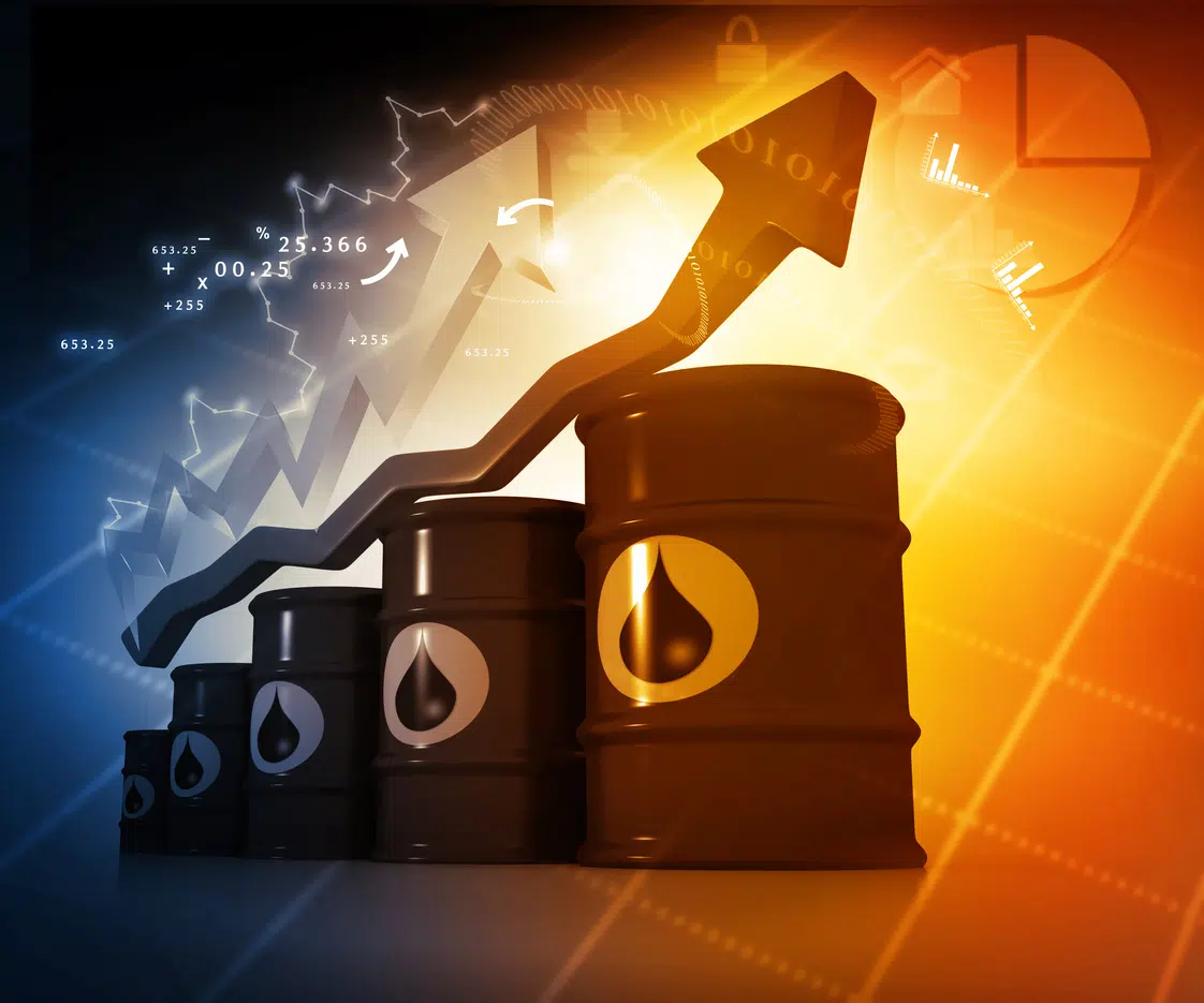 Increasing oil price , high price of oil, growing arrow graph
