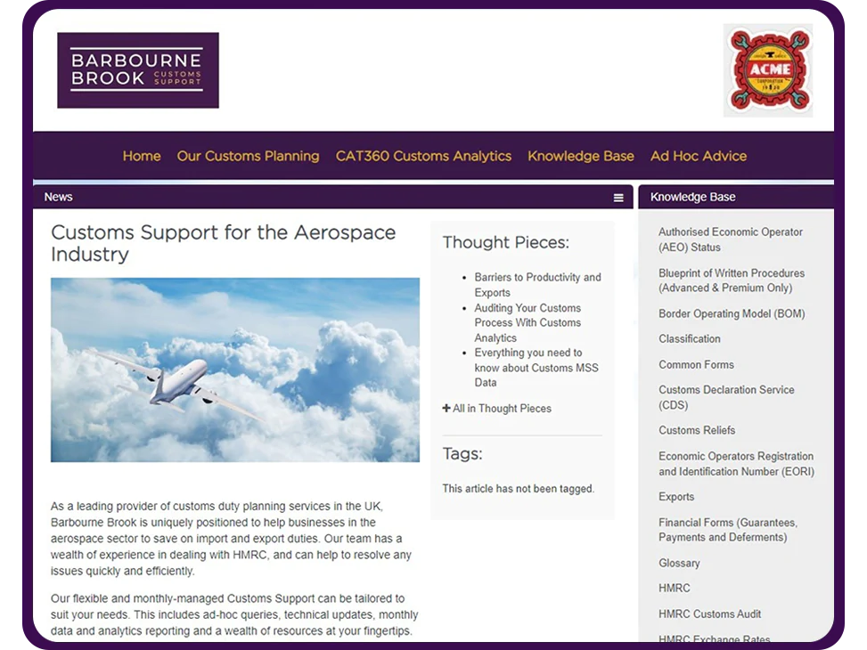 Customs Support for Aerospace industry image