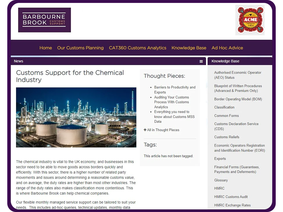 Customs Support for Chemical industry image