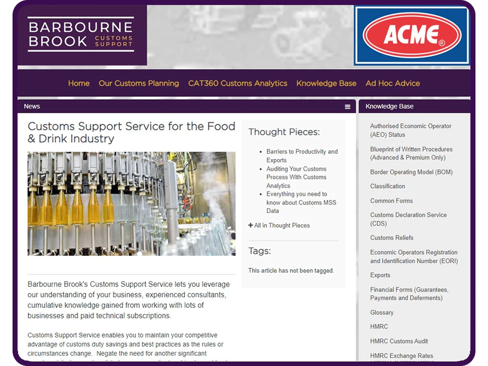 An image to support the Customs Support section on the Food and Drink sector page.