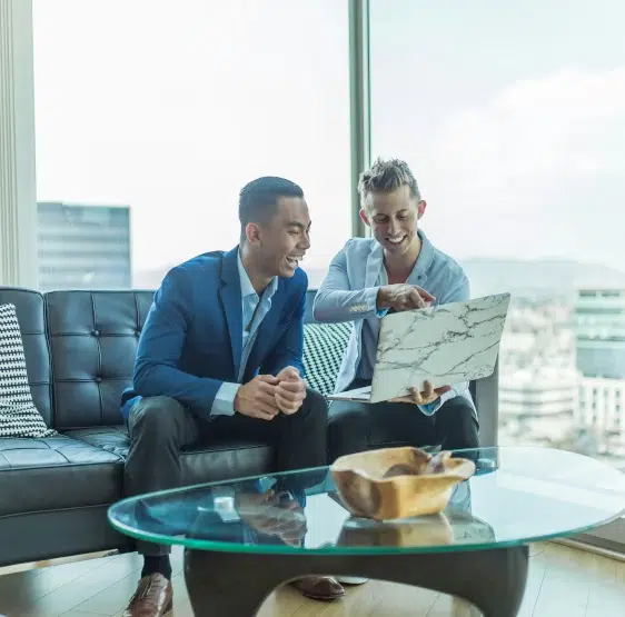 An image of two men having a customs meeting